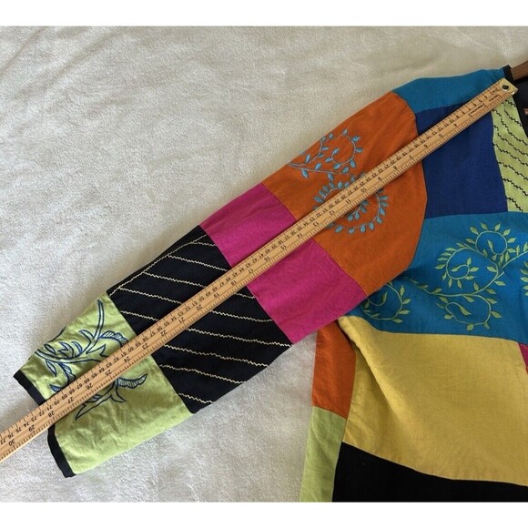 Vintage Jacket Size 3X Festival Patchwork Colorful Colorblocked 90s Toggle - Picture 10 of 11